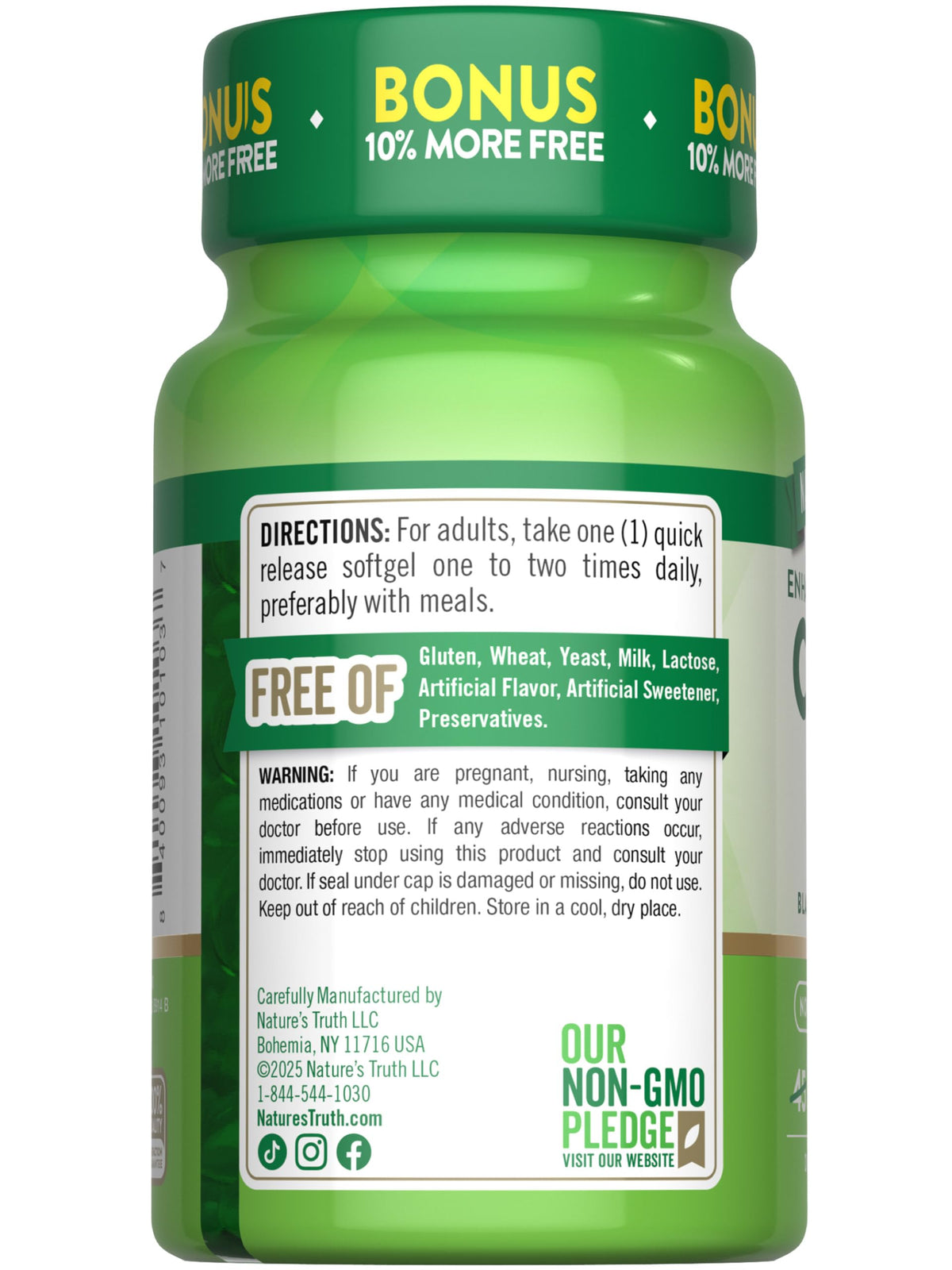 Nature's Truth CoQ10 200mg Softgels | 50 Count | Enhanced Absorption Supplement | Plus Black Pepper Extract | Non-GMO, Gluten Free