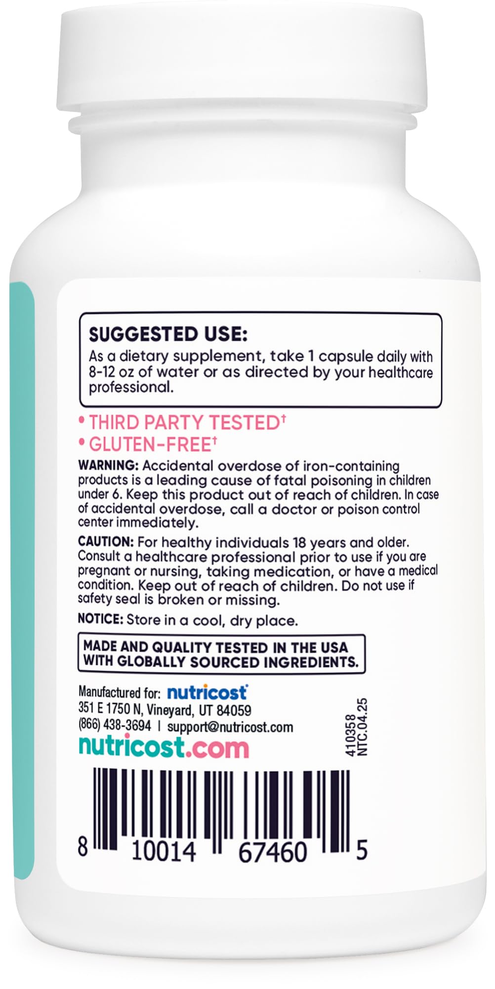 Nutricost Iron for Women 65mg, 180 Capsules, with Vitamin C, Folate, & Vitamin B12 - Vegetarian Friendly, Non-GMO, Gluten Free