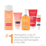 Neutrogena Body Clear Acne Body Wash and Exfoliating Body Scrub, 2% Salicylic Acid Cleanser, Chest, Shoulder & Back Acne Treatment, Non-Comedogenic, Oil-Free Shower Gel, 8.5 fl oz