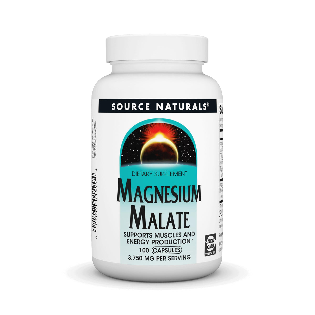 Source Naturals Magnesium Malate, Support Muscles and Energy Production* - 3750 mg per Serving - 100 Capsules