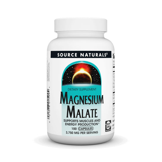 Source Naturals Magnesium Malate, Support Muscles and Energy Production* - 3750 mg per Serving - 100 Capsules