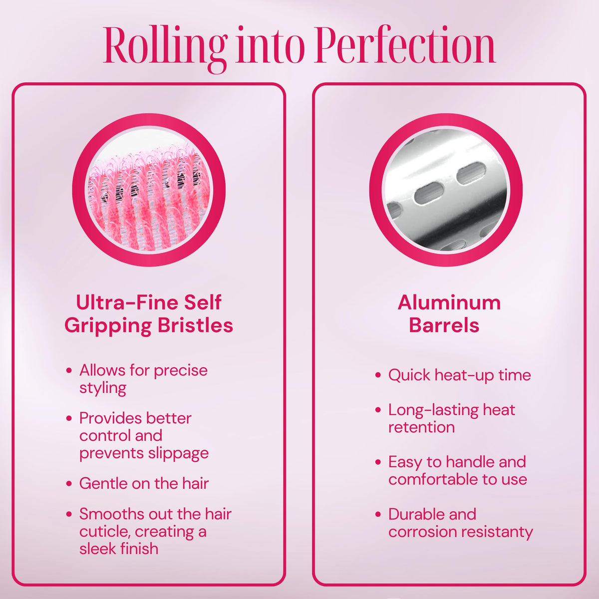 Thermal Rollers for Hair - 37pc Set - 18 Self-Grip Hair Rollers with 18 Clips and Styling Comb - Aluminum Thermal Hair Rollers for Volume and All-Day Curls - For Short, Medium, and Long Hair (Large)