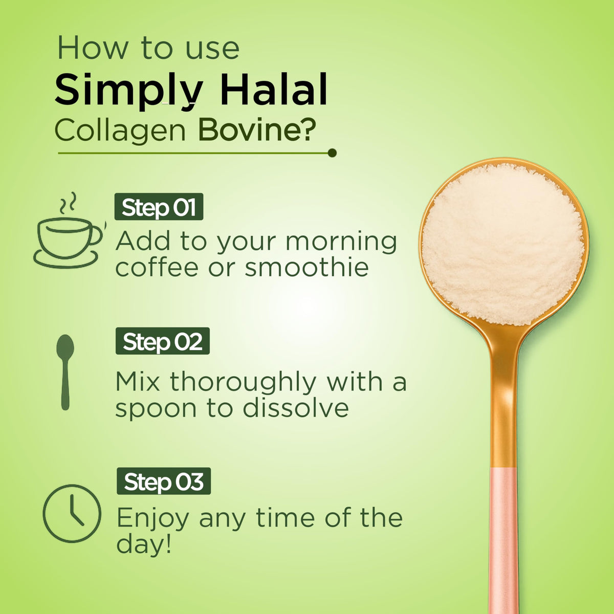 Simply Halal Collagen Bovine Powder, Halal-Certified, Type I & III Grass-Fed Collagen Peptides, Unflavored, 16g Protein/Serving, Hair Skin Joint & Digestive Support, Women & Men, 25 Servings (16OZ)