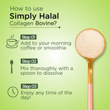 Simply Halal Collagen Bovine Powder, Halal-Certified, Type I & III Grass-Fed Collagen Peptides, Unflavored, 16g Protein/Serving, Hair Skin Joint & Digestive Support, Women & Men, 25 Servings (16OZ)