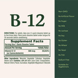Nature's Bounty Vitamin B12, Supports Energy Metabolism and Nervous System Health, 500mcg, 100 Quick Dissolve Tablets