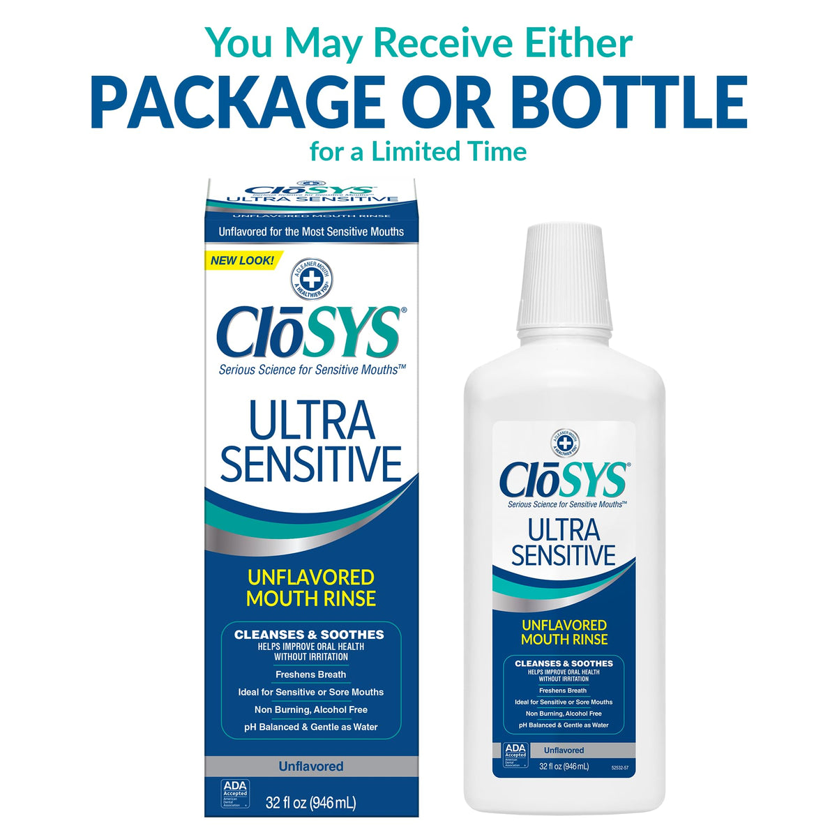 CloSYS Ultra Sensitive Mouthwash, 32 Oz, Alcohol Free Mouthwash, Unflavored Mouth Wash, Dye Free, pH Balanced, Helps Soothe Entire Mouth