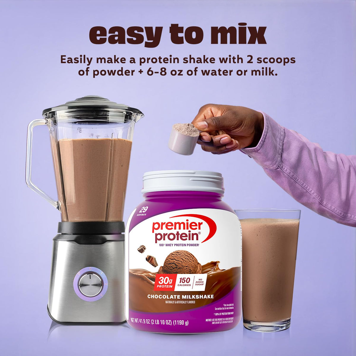 Premier Protein Powder, Chocolate Milkshake, 30g Protein, No Added Sugar, 100% Whey Protein, Keto Friendly, Soy & Gluten Free, 24.5 oz (17 Servings)