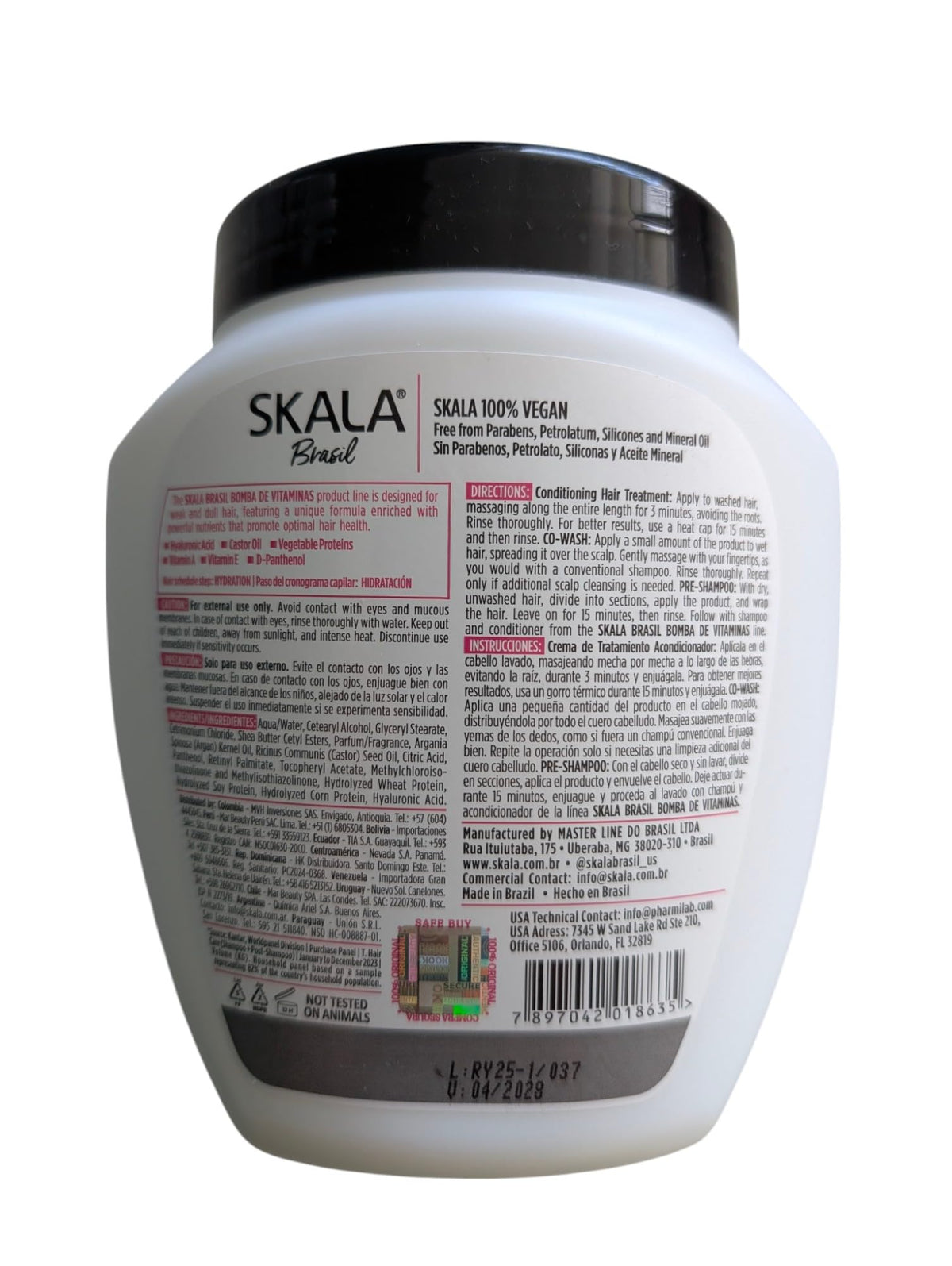 Skala Expert Bomba de Vitaminas, SOS Fortalecimento dos Fios, Brazilian Hair Vitamin Treatment 35.2Oz