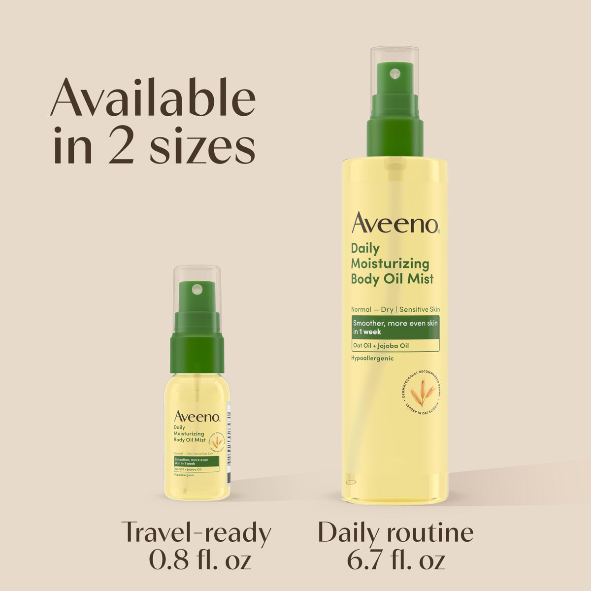Aveeno Daily Moisturizing Dry Body Oil Mist with Oat & Jojoba Oil for Dry, Rough, Sensitive Skin, Lightweight, Non-Greasy, Body Spray, Paraben, Silicone & Phthalate-Free, 6.7 fl oz