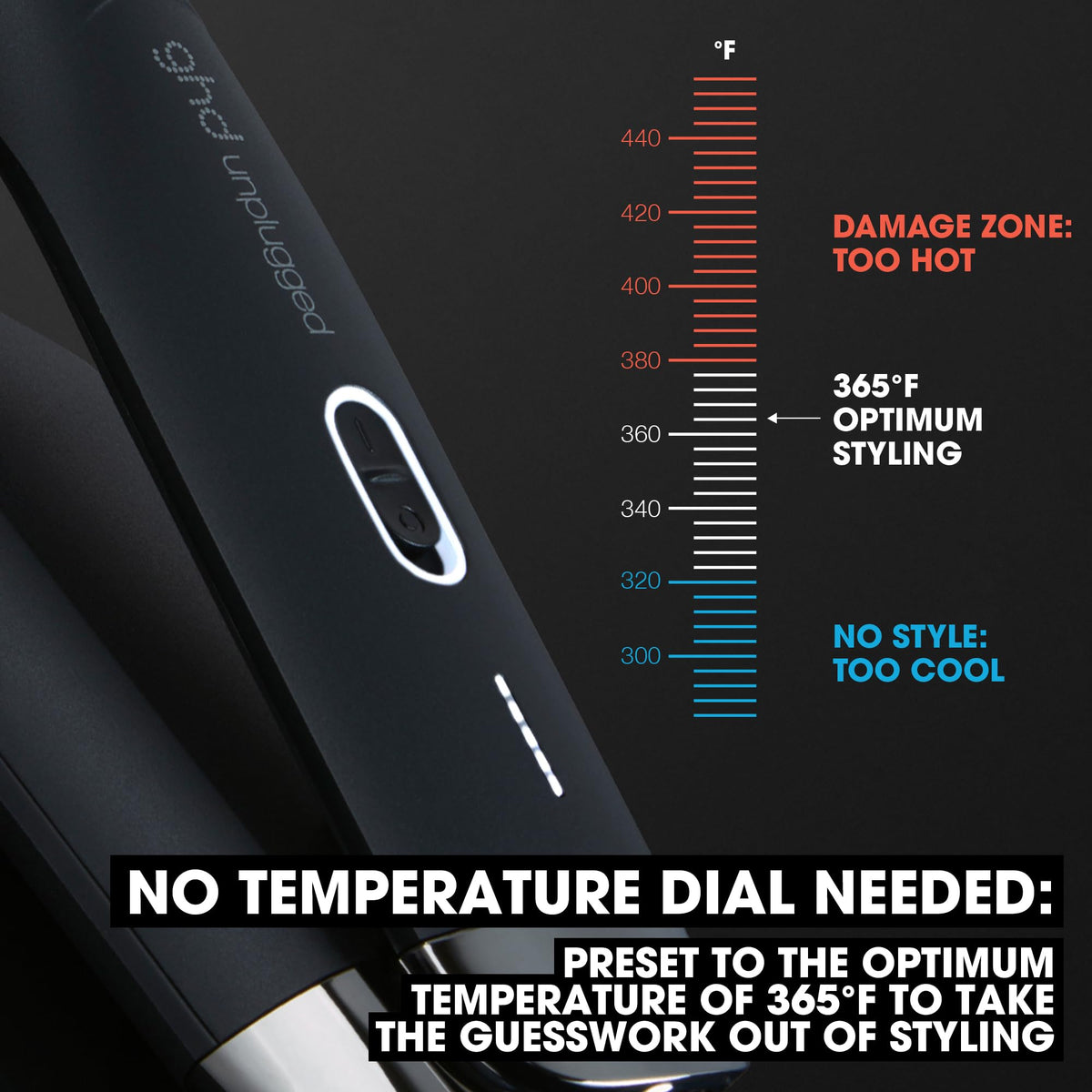 ghd Unplugged Styler - 1" Cordless Flat Iron Hair Straightener, Professional Travel Straightening Iron with Heat-Resistant Case, USB-C Charging for 20-Minutes of Use - Black
