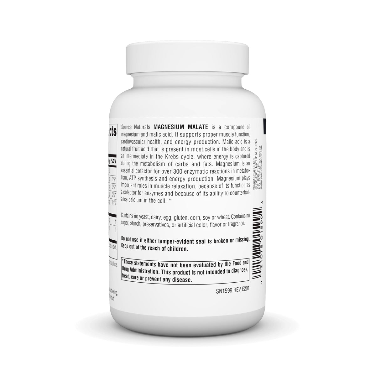 Source Naturals Magnesium Malate, Support Muscles and Energy Production* - 3750 mg per Serving - 100 Capsules