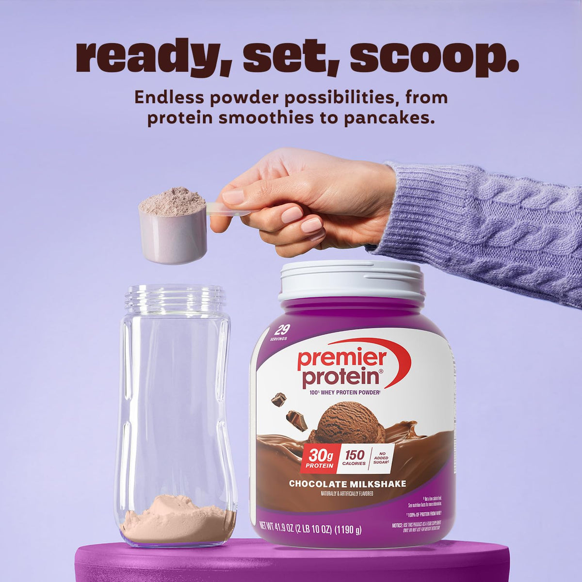 Premier Protein Powder, Chocolate Milkshake, 30g Protein, No Added Sugar, 100% Whey Protein, Keto Friendly, Soy & Gluten Free, 24.5 oz (17 Servings)