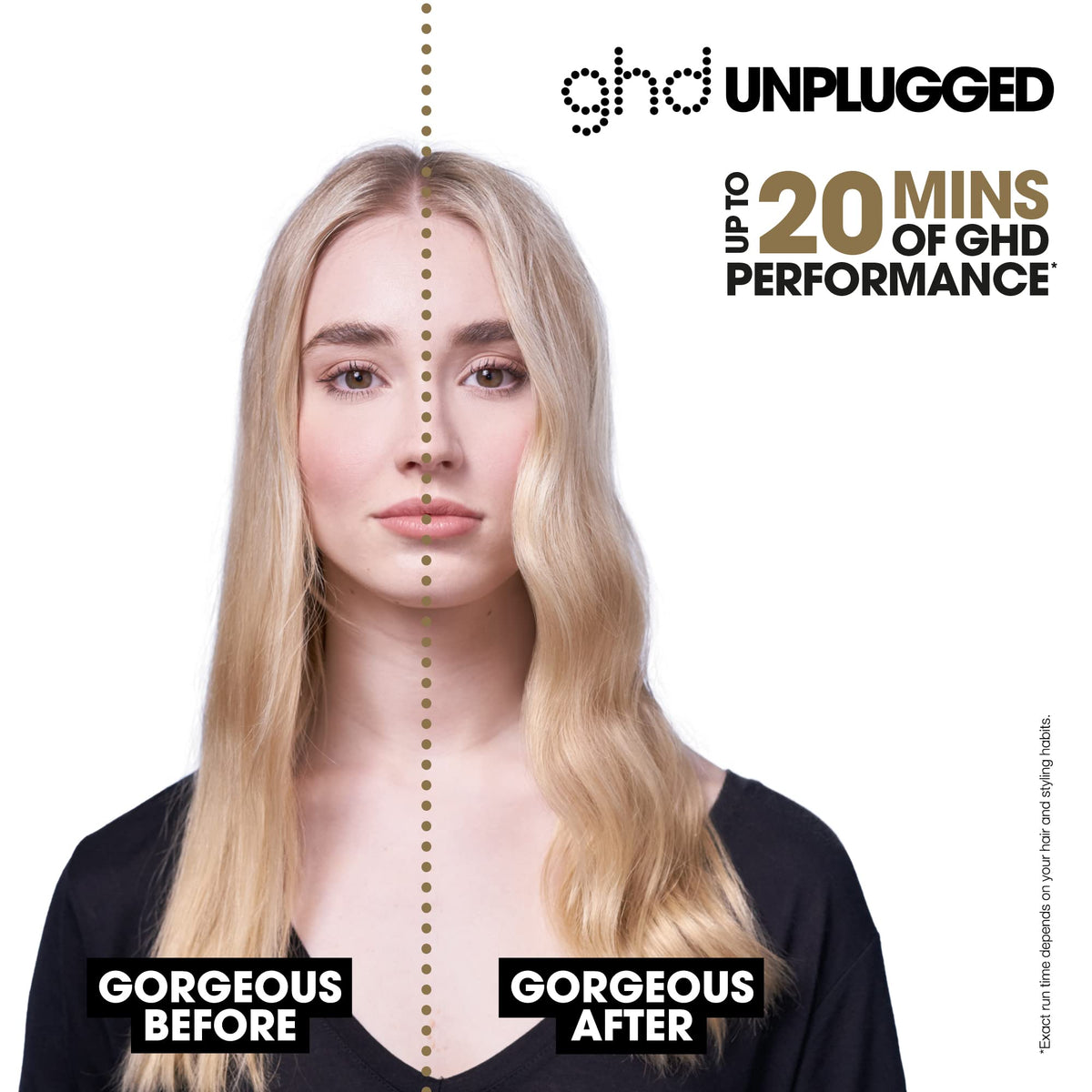ghd Unplugged Styler - 1" Cordless Flat Iron Hair Straightener, Professional Travel Straightening Iron with Heat-Resistant Case, USB-C Charging for 20-Minutes of Use - Black