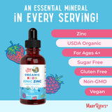MaryRuth Organics Zinc Supplement for Immune Support, Immune Support Supplement for Kids, Ages 4-13, Zinc Sulfate, Vegan, USDA Organic, Glycerin Based, 2 Fl Oz