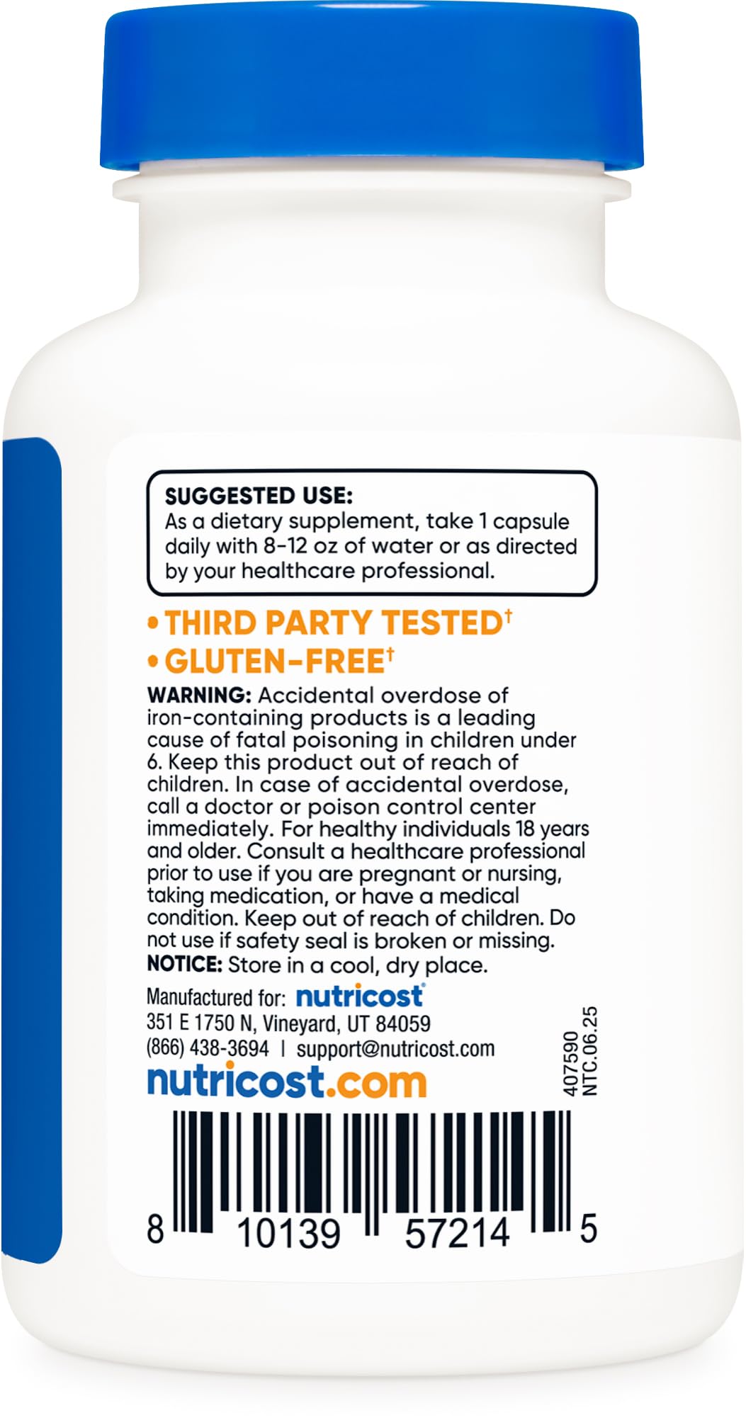 Nutricost Iron Bisglycinate Supplement (25mg) 120 Capsules - from Ferrous Bisglycinate Chelate - Non-GMO & Gluten-Free