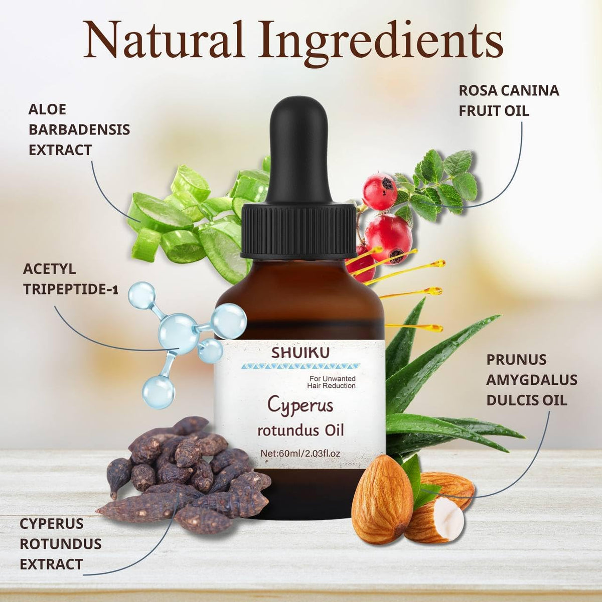 Cyperus Rotundus Oil for Hair Removal 2 PACKS – 100% Pure Natural Cyprus Oil – Organic Herbal Cypress Root Extract for Smooth Skin, Reducing Body Hair Growth, Ingrown Hair & Nourishment – 60ml