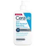 CeraVe 2 In 1 Hydrating Anti Dandruff Shampoo And Conditioner, 1% Pyrithione Zinc Dandruff Treatment, Color Safe & Sulfate Free Shampoo And Conditioner, Helps Eliminate Dandruff & Relieve Itchy Scalp