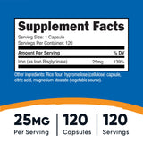 Nutricost Iron Bisglycinate Supplement (25mg) 120 Capsules - from Ferrous Bisglycinate Chelate - Non-GMO & Gluten-Free