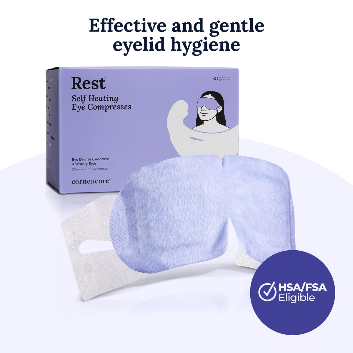 CorneaCare Rest: Self Heating Warm Compress for Dry Eyes | Heated Eye Mask for Fast Relief | Steam Mask for Stye Care | No Microwave or Washcloth Needed | Travel Ready Warm Compress | 30 Count