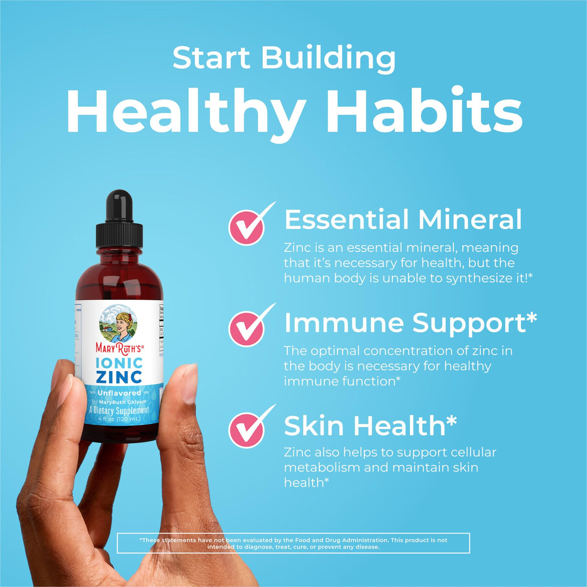 MaryRuth Organics Zinc Supplement for Immune Support, Immune Support Supplement for Kids, Ages 4-13, Zinc Sulfate, Vegan, USDA Organic, Glycerin Based, 2 Fl Oz