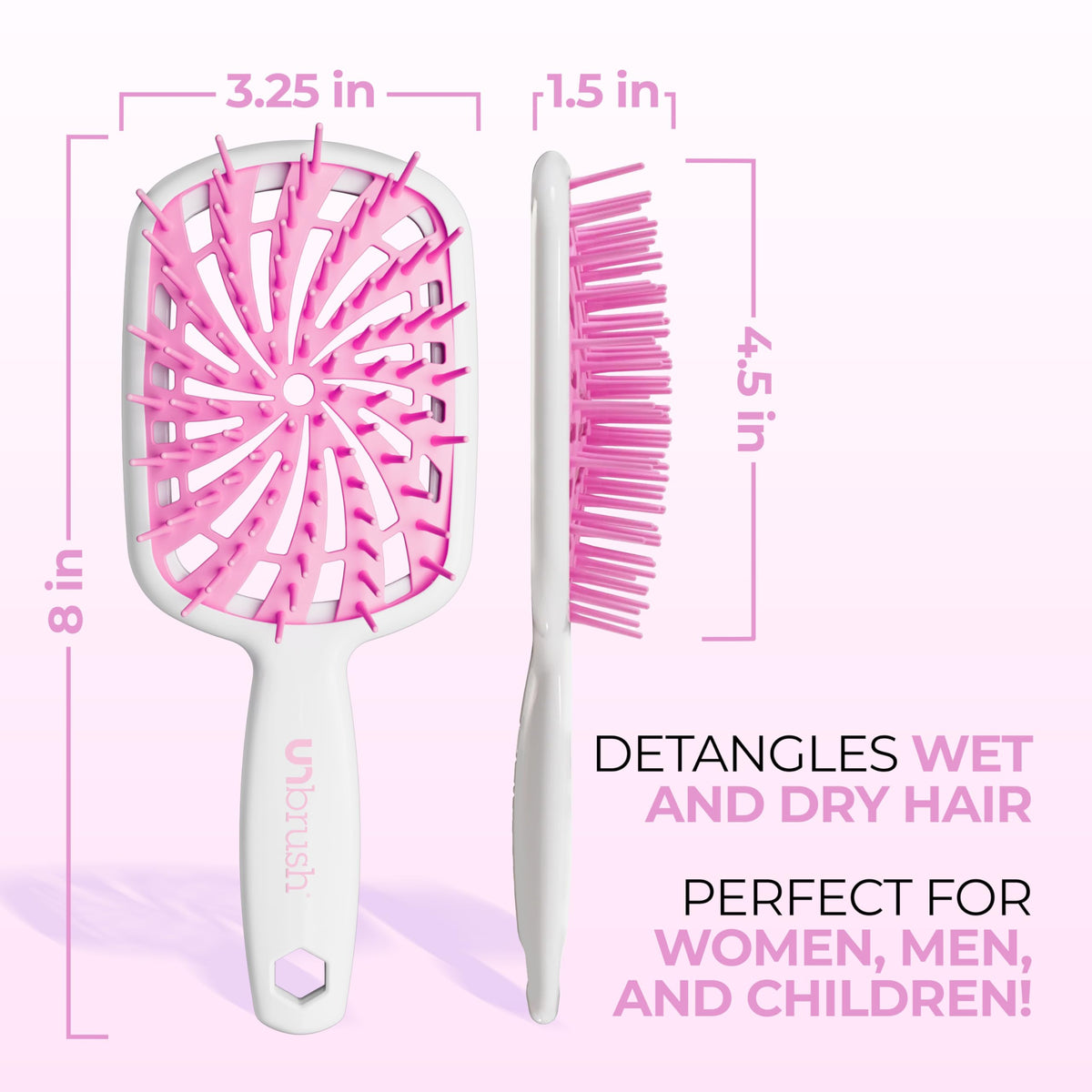 FHI Heat UNbrush Plus — Curly Hair Brush for Gentle & Effective Detangling on Wet or Dry Fragile Hair Types — Detangler Brush w/ 84 UltraFlex Bristles, Ultra-light, Vented, Anti Static Hairbrush