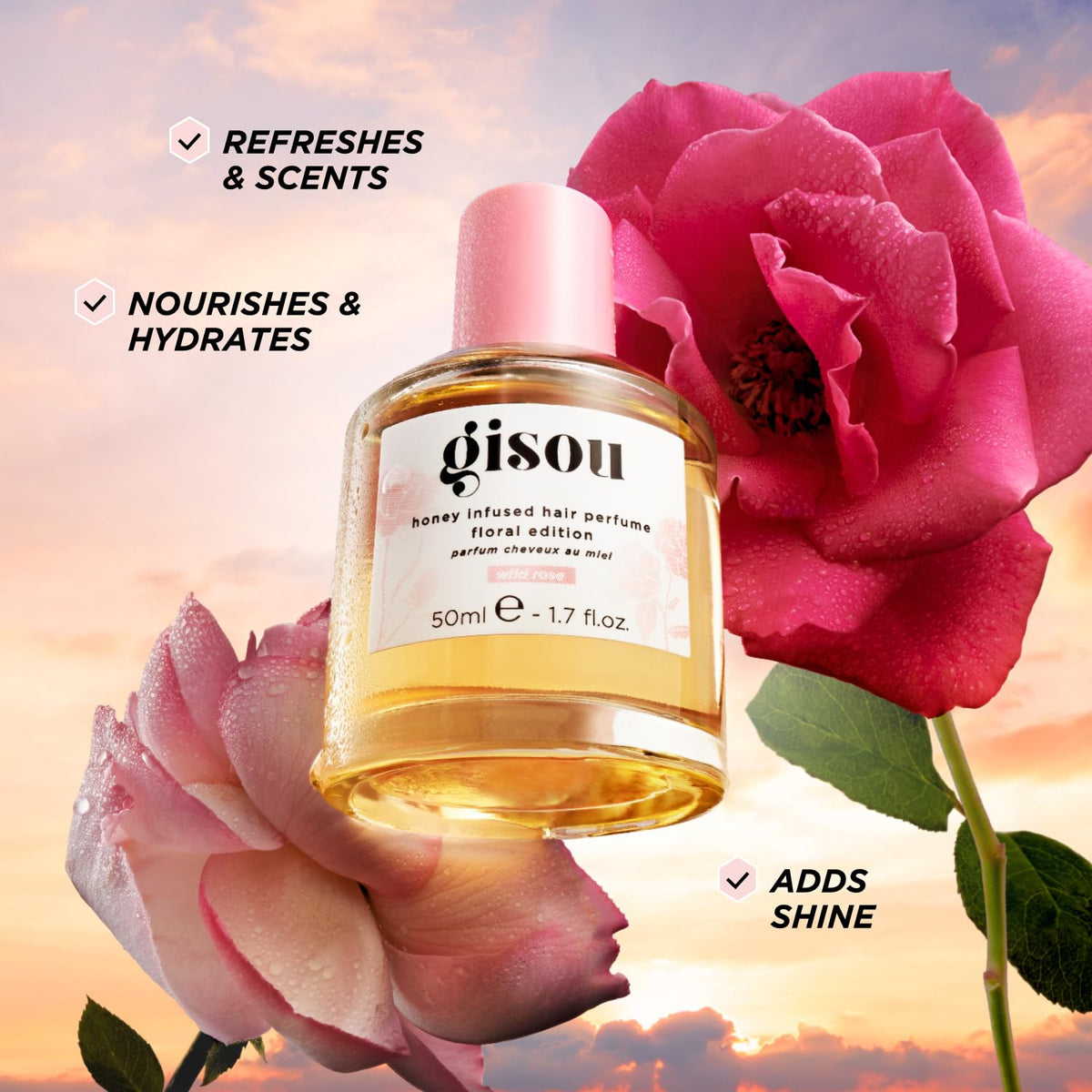 Gisou Honey Infused Hair Perfume 1.7 Fl Oz (1.7 Fl Oz, WildRose)