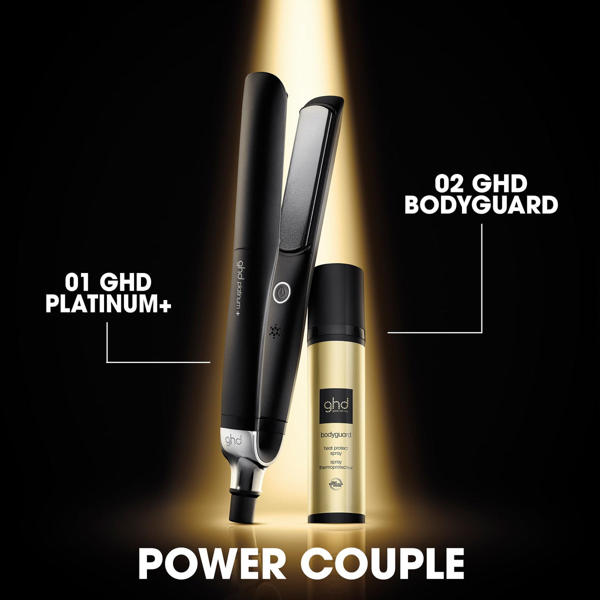 ghd Platinum+ Styler - 1" Flat Iron Hair Straightener, Professional Ceramic Hair Styling Tool for Stronger Hair, More Shine, & More Color Protection - Black