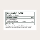 THORNE - Zinc Bisglycinate 15 mg - Highly Absorbable Zinc Supplement - Supports Immune System, Eye, Skin & Reproductive Health* - Third-Party Certified - Gluten, Dairy & Soy-Free - 60 Capsules