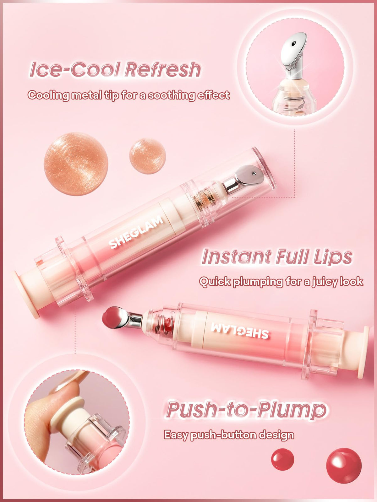 SHEGLAM Booster Shine Plumping Lip Gloss-Pink Flamingo