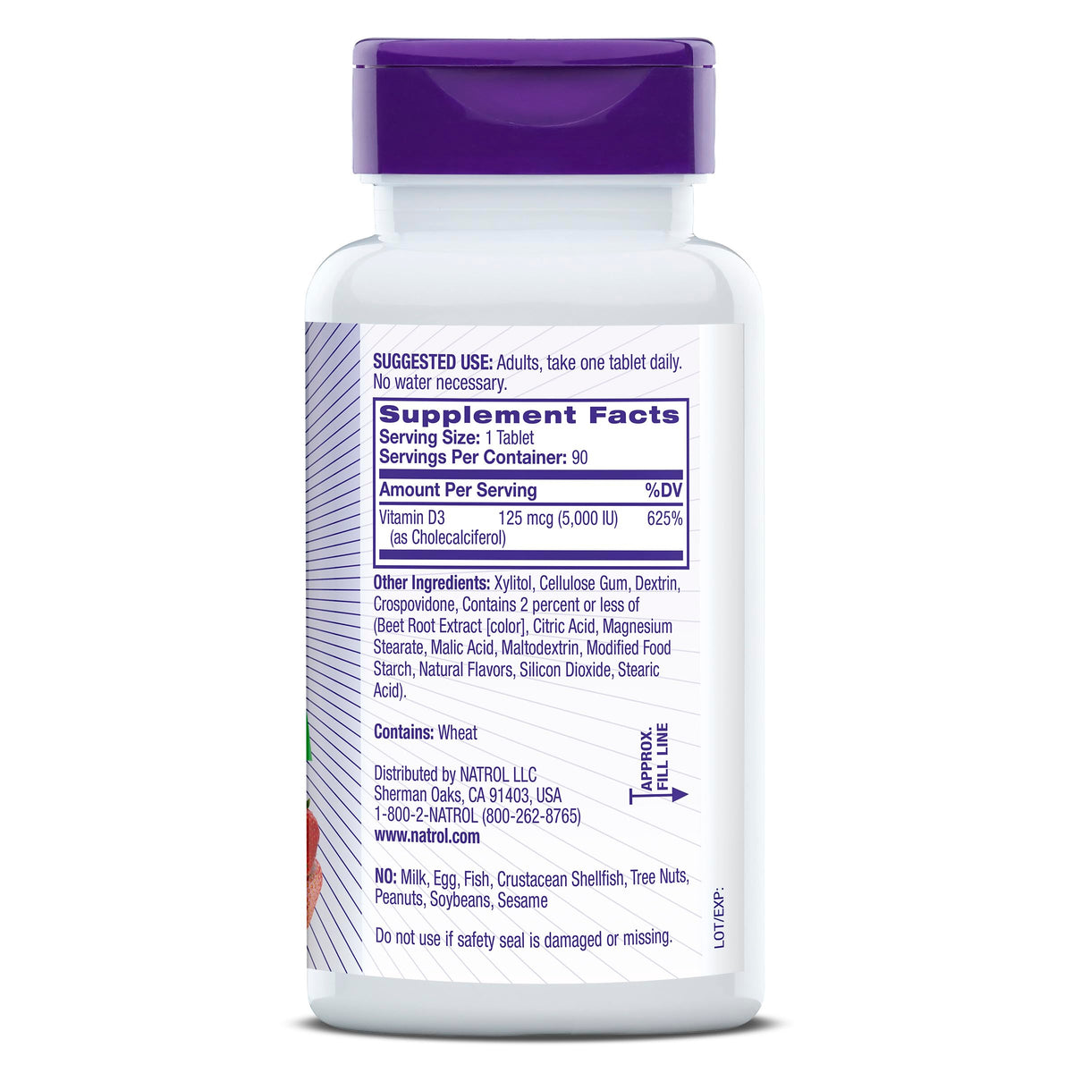 Natrol Fast Dissolve Vitamin D3 5,000 IU, Dietary Supplement for Bone and Joint Health, Bone Support Supplement, 90 Tablets, 90 Day Supply