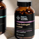 Organic Collagen Australia Pure Collagen & Liver Capsules – Muscle Strength & Vitality with Hydrolyzed Collagen, Grass-Fed Liver, and Vitamin B12 – 120 Capsules