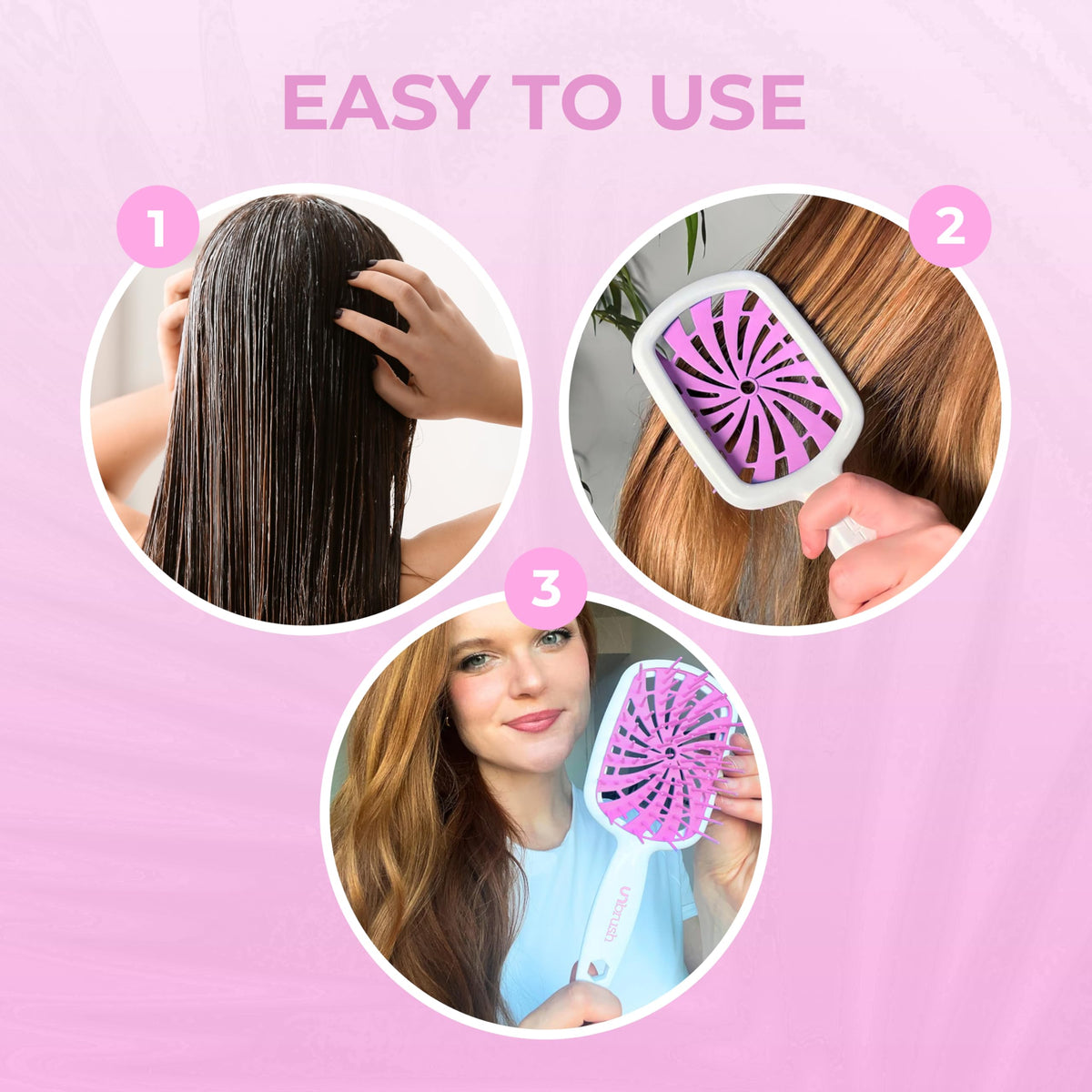 FHI Heat UNbrush Plus — Curly Hair Brush for Gentle & Effective Detangling on Wet or Dry Fragile Hair Types — Detangler Brush w/ 84 UltraFlex Bristles, Ultra-light, Vented, Anti Static Hairbrush