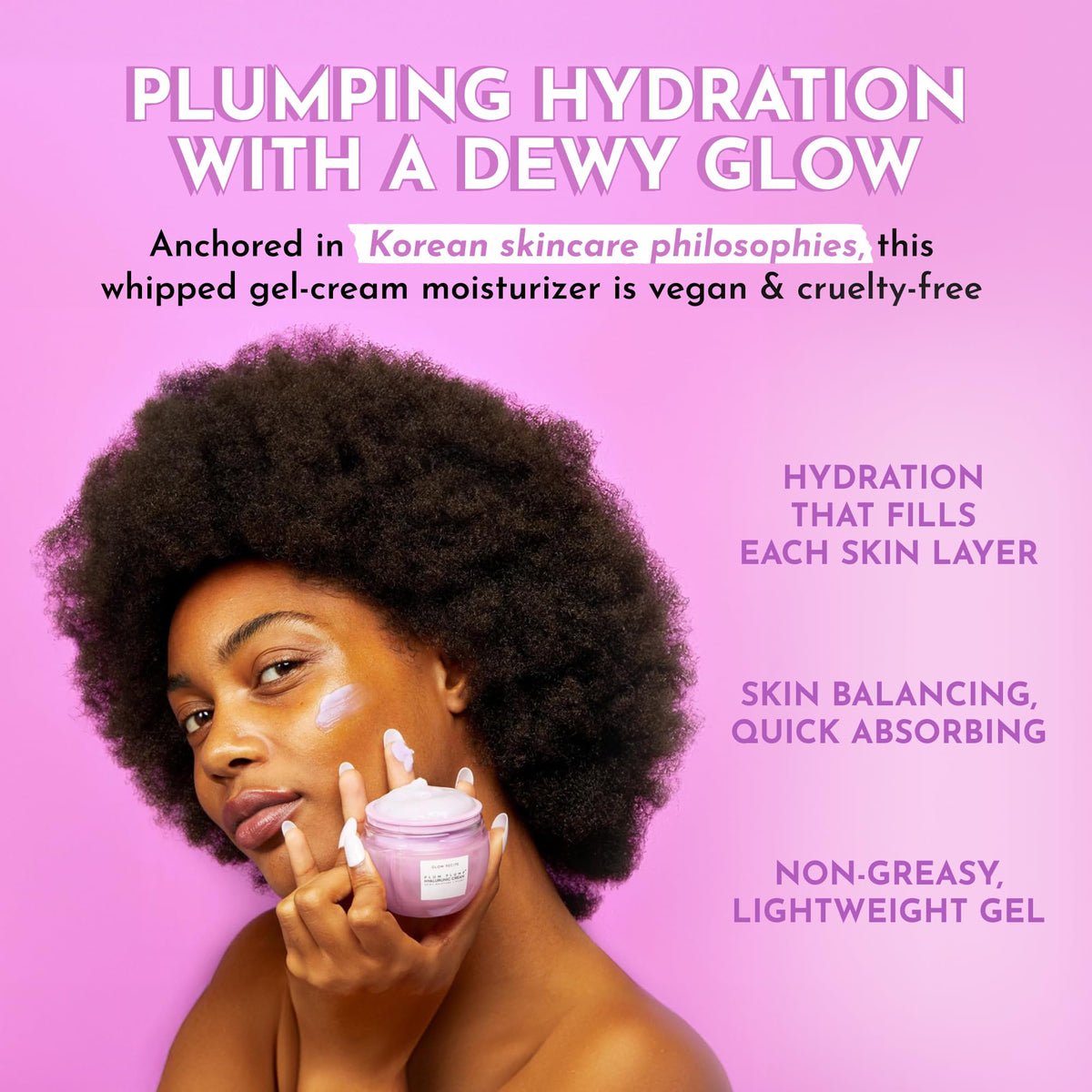 Glow Recipe Plum Plump Hyaluronic Acid Face Cream Moisturizer, Korean Moisturizer for Dry Skin, Plumping + Firming Hydration, Polyglutamic Acid + Peptides, Refillable (50ml)