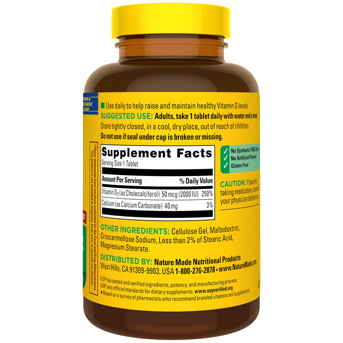 Nature Made Vitamin D3 2000 IU (50 mcg), Vitamin D Supplement for Bone, Teeth, Muscle and Immune Health Support, 400 Tablets, 400 Day Supply