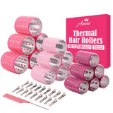 Thermal Rollers for Hair - 37pc Set - 18 Self-Grip Hair Rollers with 18 Clips and Styling Comb - Aluminum Thermal Hair Rollers for Volume and All-Day Curls - For Short, Medium, and Long Hair (Large)