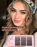 Goddvenus Manga Lash Clusters Kit Natural 300 Pcs Cluster Eyelash Extensions Kit Wispy Fairy Fluffy Eyelash Clusters Anime Cosplay Individual Lash Extensions Kit CC Curve 10-16mm