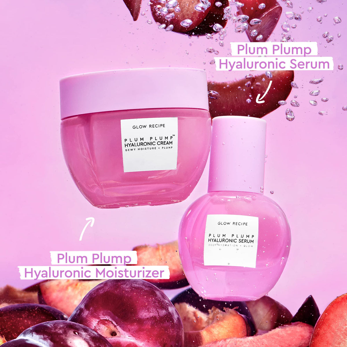 Glow Recipe Plum Plump Hyaluronic Acid Face Cream Moisturizer, Korean Moisturizer for Dry Skin, Plumping + Firming Hydration, Polyglutamic Acid + Peptides, Refillable (50ml)