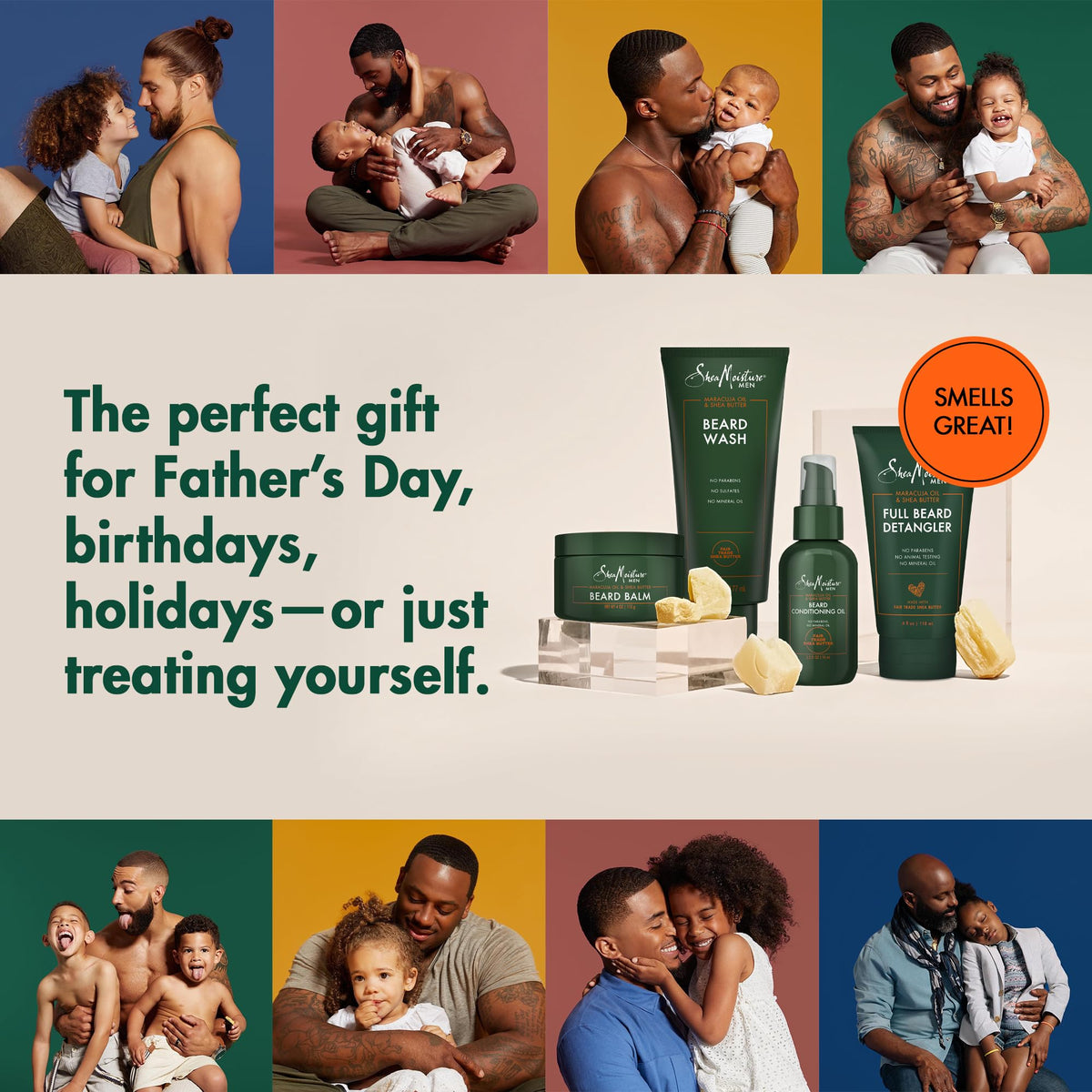 SheaMoisture Beard Kit for Men – Beard Wash, Conditioning Beard Oil, Full Beard Detangler + Beard Balm with Shea Butter & Maracuja Oil, Gifts for Men (4 Piece Set)