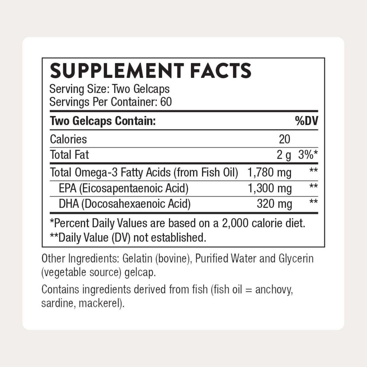 THORNE - Super EPA Pro - Omega-3 Fish Oil Supplement - Promotes Blood Lipid Support* - 1300mg EPA & 200mg DHA - 120 Gelcaps - 60 Servings