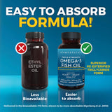 Triple Strength Omega 3 Fish Oil Supplement for Men and Women – 2500 mg High-Potency, Easy-to-Absorb Re-esterified Triglyceride Form, Pescatarian-Friendly DPA EPA DHA Omega 3 Supplement, 180 Softgels