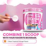 Creatine for Women | Creatine Monohydrate + BCAA Powder Myo-Inositol Collagen Biotin Hyaluronic Acid Folate L Glutamine Vitamin D3 Iron Zinc D-Chiro-Maca Digestion Shelf Builder by Clean Nutra
