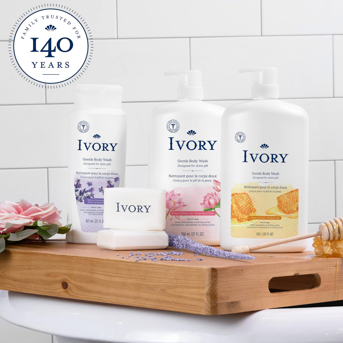 Ivory Body Wash Gentle, Free of dyes, parabens, and phthalates, Honey Scent, 35 oz