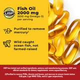 Nature Made Fish Oil Omega 3 Supplements, 2000mg Per Serving Softgels, Omega 3 Fish Oil for Heart Health Support, 250 Softgels