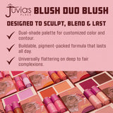 Juvia's Place Blushed Duo Blush Volume3 - Two Tone Pigmented Buildable Pressed Mineral Powder - Rosy Natural Cheeks Matte Fresh Finish for All Skin Color